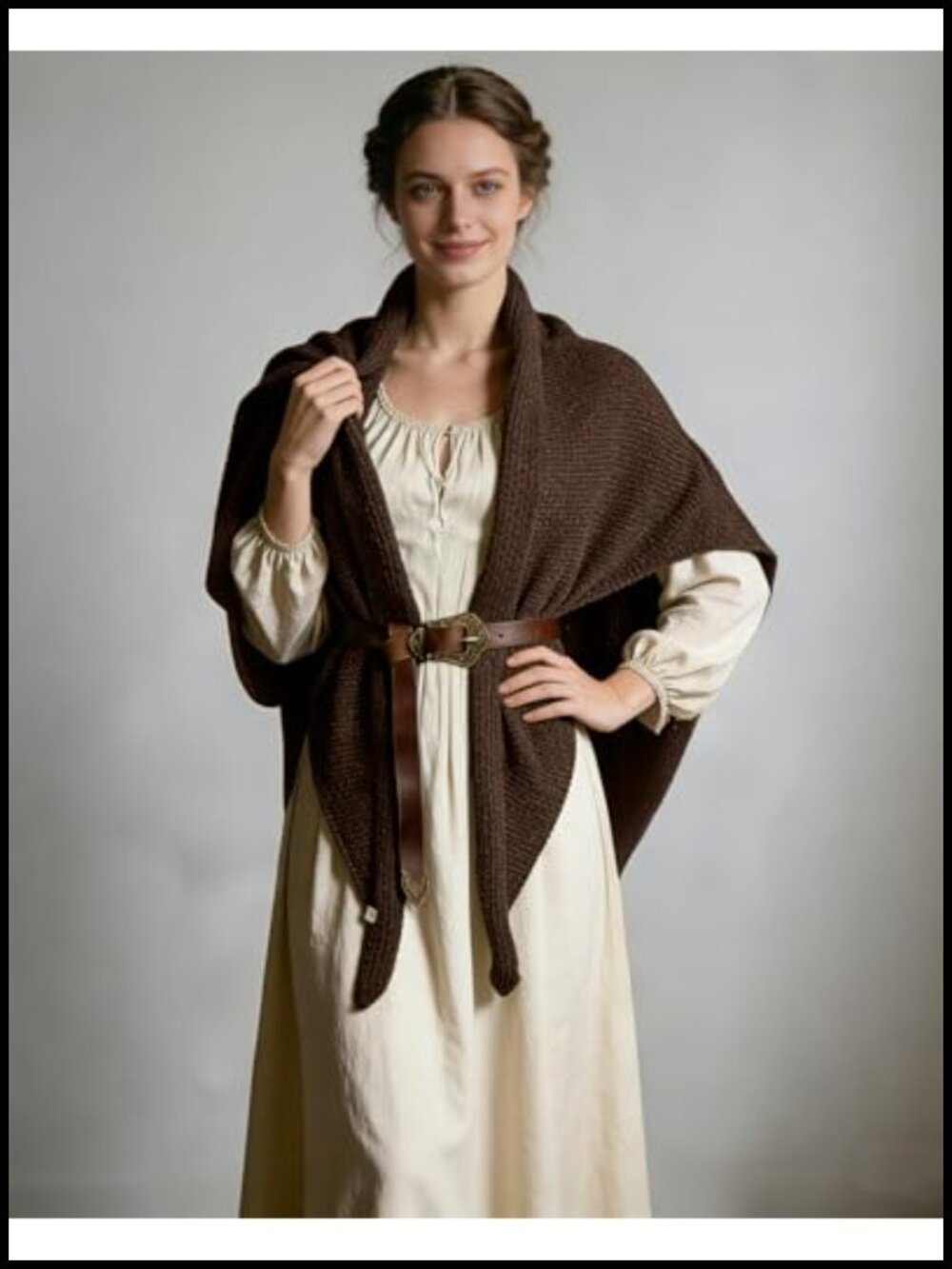Medieval Renaissance Knit Triangle Shawl Wrap Ren Faire Cosplay - Picture 3 of 4